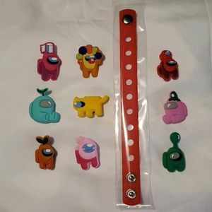 NEW 9 PIECE AMONG US CROC CHARM JIBBITZ WITH BAND
